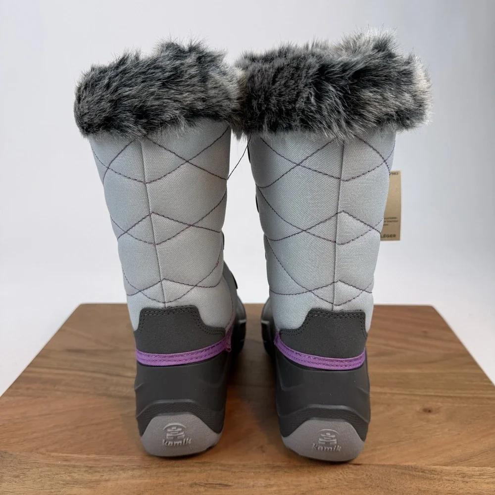 New Kids Kamik Snow Angel‎ Gray Waterproof Insulated Snow Winter Boots Size 1 Y